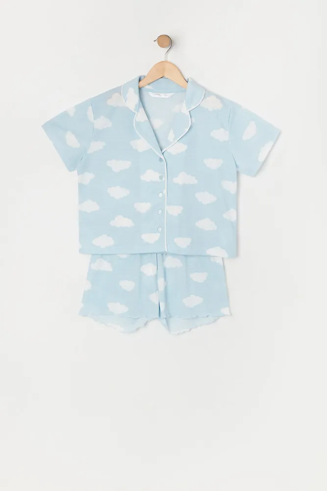 Urban Kids Girls Cloud Print 2-Piece Pajama Set