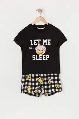 Let Me Sleep Graphic Plush Pajama Set