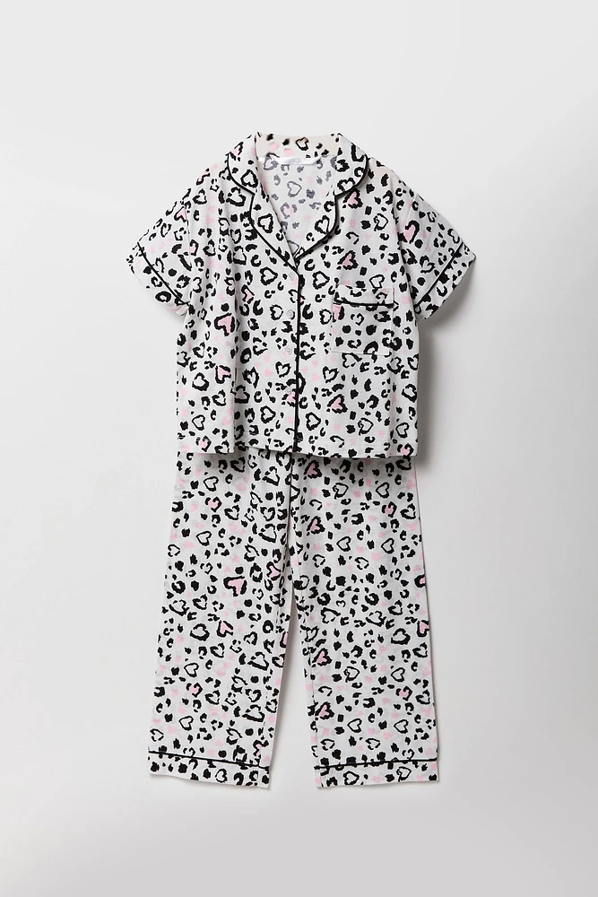 Ensemble pyjama avec haut boutonnÃ© et pantalon imprimÃ© pour fille