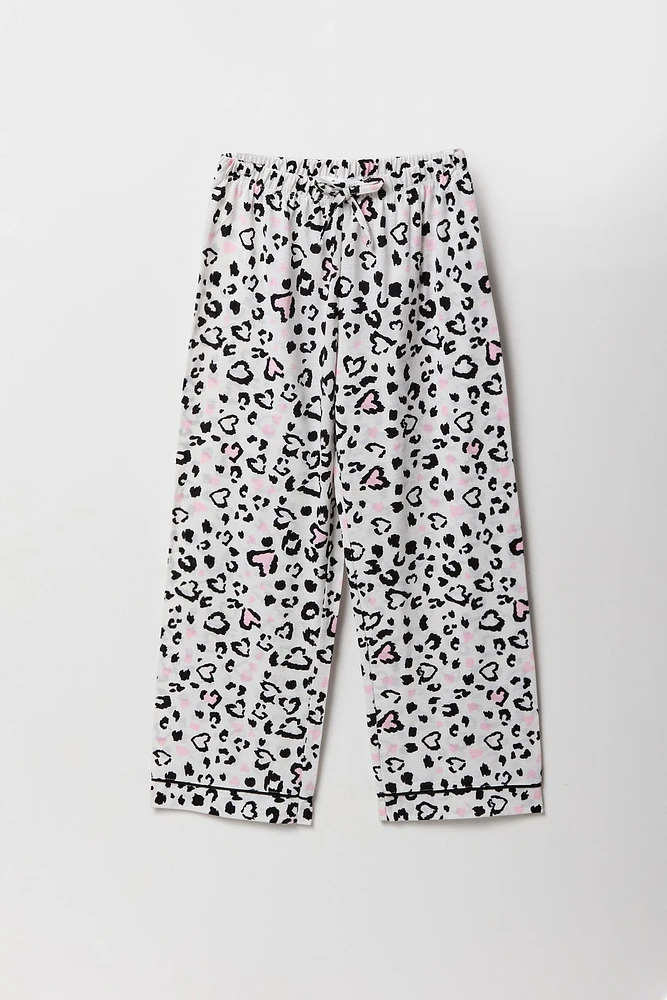 Ensemble pyjama avec haut boutonné et pantalon imprimé pour fille