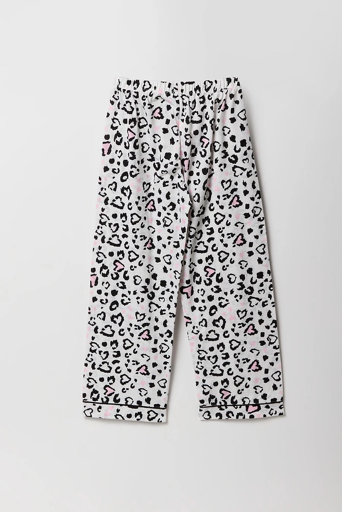 Ensemble pyjama avec haut boutonné et pantalon imprimé pour fille