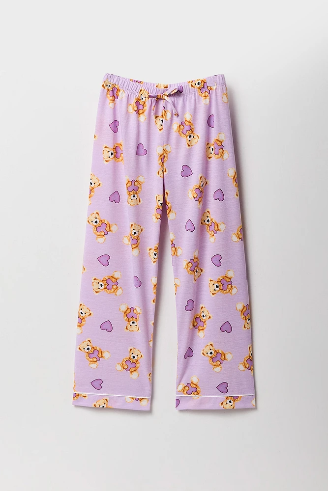 Ensemble pyjama avec haut boutonné et pantalon imprimé pour fille