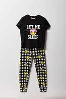 Girls Graphic T-Shirt & Plush Jogger 2 Piece Pajama Set