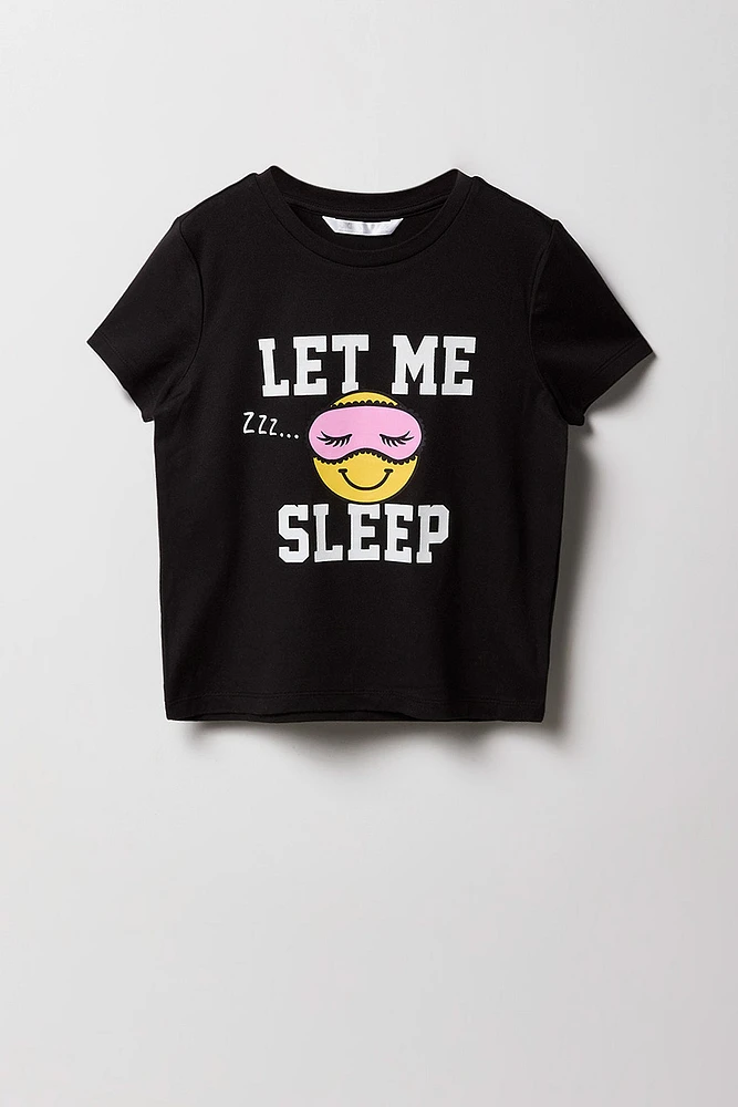 Girls Graphic T-Shirt & Plush Jogger 2 Piece Pajama Set