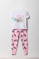 Ensemble pyjama avec t-shirt impriÃ©Ã© et jogger en peluche pour fille