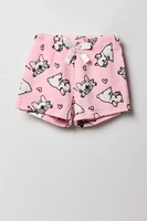 Ensemble-pyjama deux piÃ¨ces haut et short pelucheux imprimÃ©s pour filles