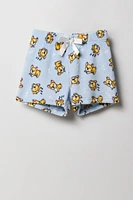 Girls Graphic T-Shirt & Plush Short 2 Piece Pajama Set