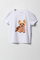 Ensemble-pyajama deux pièces t-shirt et short pelucheux imprimés pour filles