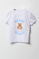 Girls Graphic T-Shirt & Plush Short 2 Piece Pajama Set