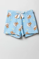 Ensemble-pyajama deux pièces t-shirt et short pelucheux imprimés pour filles