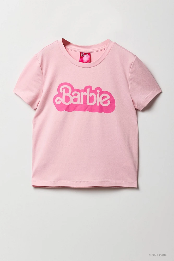 Barbieâ¢ Girls T-Shirt & Plush Short 2 Piece Pajama Set