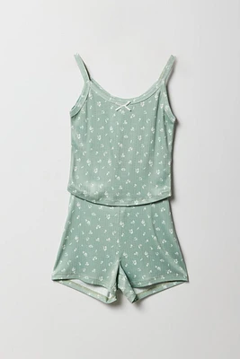 Girls Pointelle Tank & Short 2 Piece Pajama Set