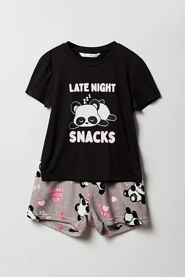 Girls Cute Animal T-Shirt & Short 2 Piece Pajama Set