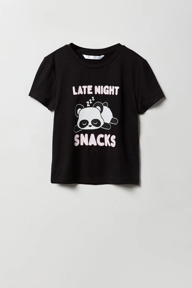 Girls Cute Animal T-Shirt & Short 2 Piece Pajama Set