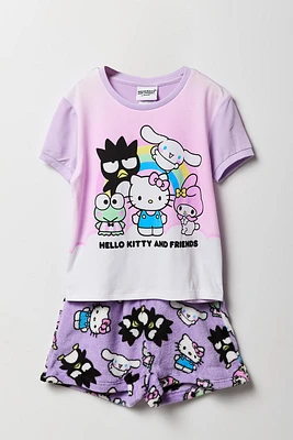 Ensemble-pyjama t-shirt à imprimé Hello Kitty & Friends et short pelucheux pour filles