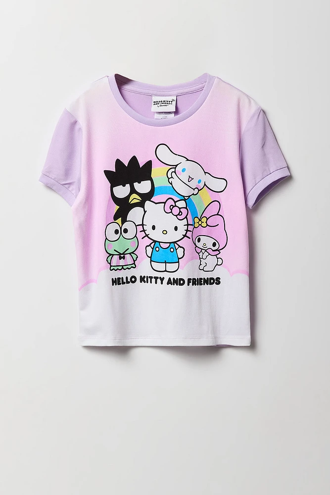 Ensemble-pyjama t-shirt à imprimé Hello Kitty & Friends et short pelucheux pour filles