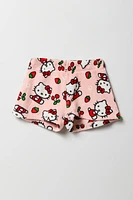 Ensemble-pyjama t-shirt à imprimé Hello Kitty avec cerises et short pelucheux pour filles