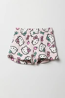 Ensemble-pyjama t-shirt Ã  imprimÃ© Hello Kitty avec arc-en-ciel et short pelucheux pour filles