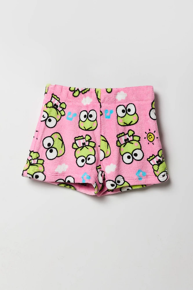 Ensemble-pyjama t-shirt à imprimé Keroppi et short pelucheux pour filles