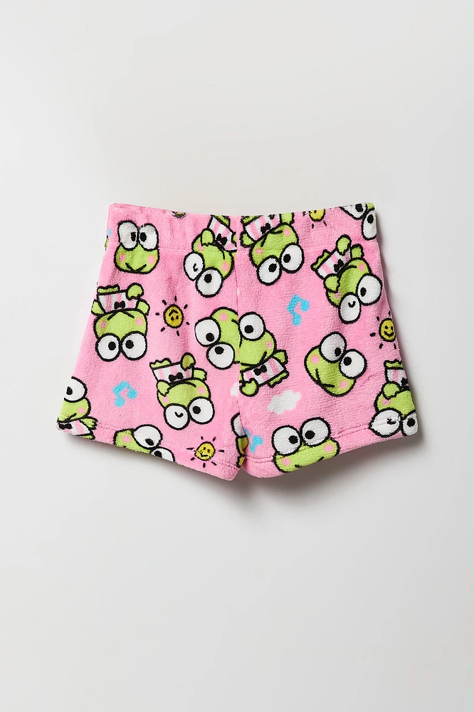 Ensemble-pyjama t-shirt Ã  imprimÃ© Keroppi et short pelucheux pour filles