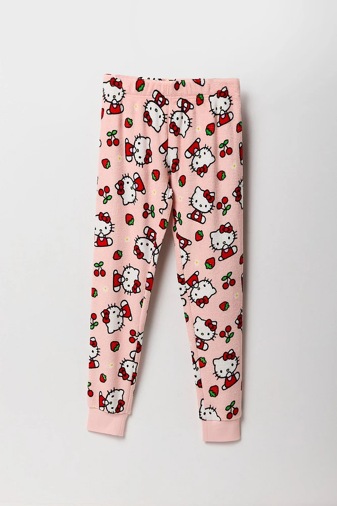 Ensemble pyjama avec t-shirt Ã  imprimÃ© Hello Kitty Berry et pantalon en peluche pour fille