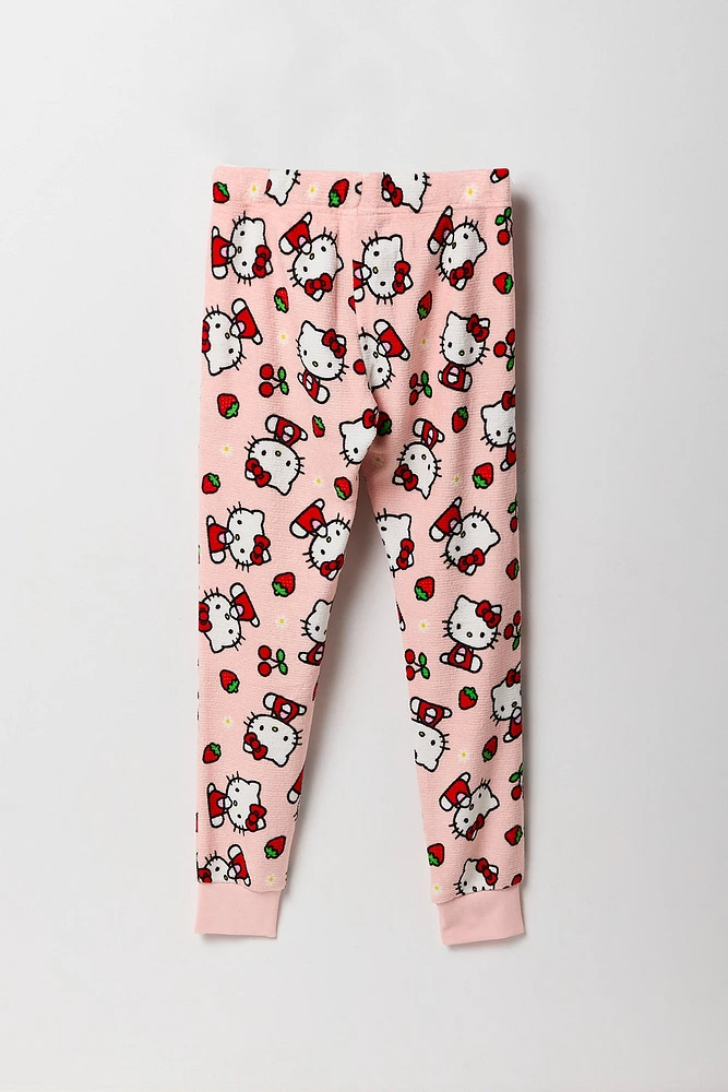 Ensemble pyjama avec t-shirt Ã  imprimÃ© Hello Kitty Berry et pantalon en peluche pour fille