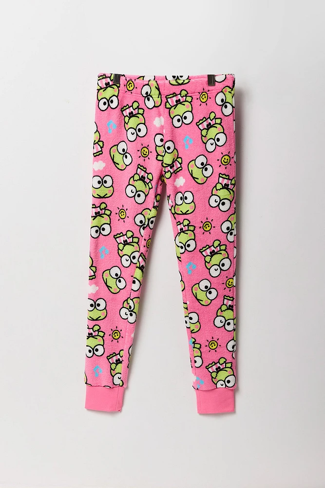 Ensemble pyjama avec t-shirt Ã  imprimÃ© Keroppi et pantalon en peluche pour fille