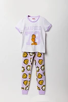 Ensemble pyjama avec t-shirt à imprimé Garfield et pantalon en peluche pour fille