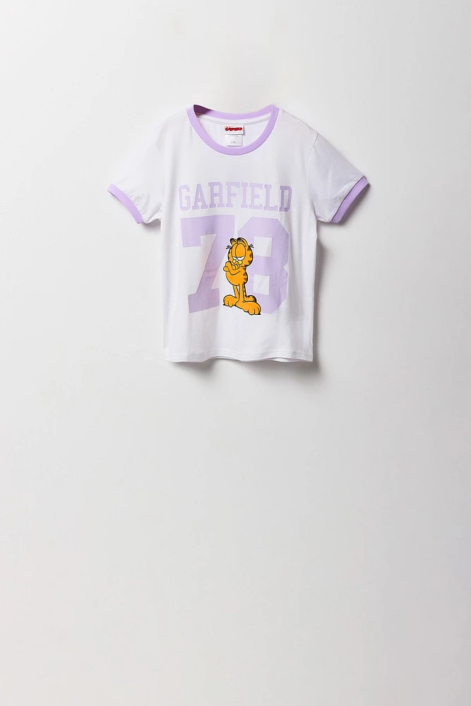 Ensemble pyjama avec t-shirt à imprimé Garfield et pantalon en peluche pour fille