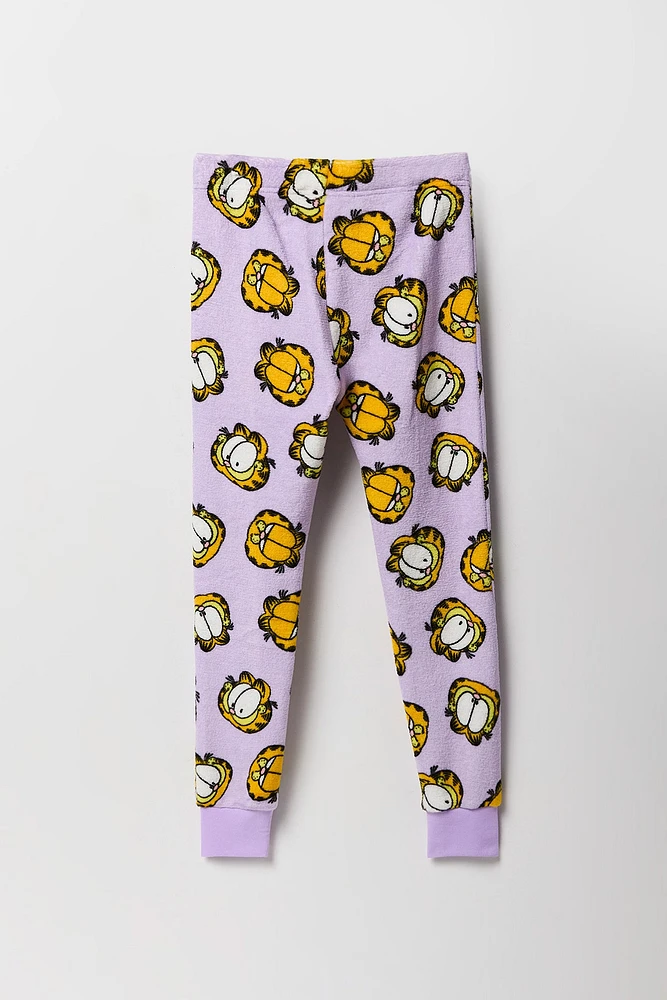 Ensemble pyjama avec t-shirt Ã  imprimÃ© Garfield et pantalon en peluche pour fille