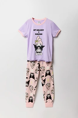 Ensemble pyjama avec t-shirt Ã  imprimÃ© My Melody & Kuromi et pantalon pour fille