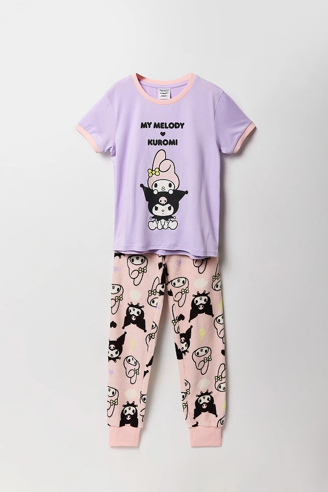 Ensemble pyjama avec t-shirt à imprimé My Melody & Kuromi et pantalon pour fille