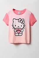 Girls Hello Kitty T-Shirt & Short 2 Piece Pajama Set