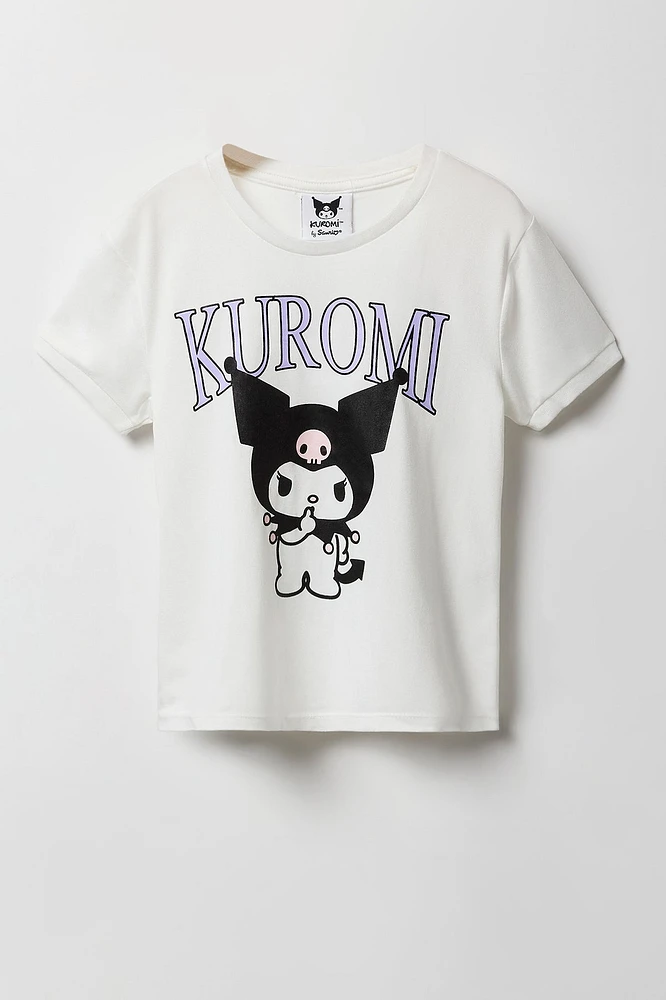 Ensemble pyjama avec t-shirt et short à imprimé Kuromi pour fille