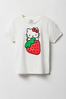 Girls Hello Kitty Strawberry T-Shirt & Short 2 Piece Pajama Set