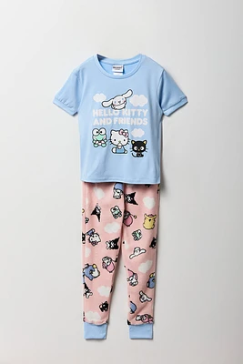 Ensemble pyjama avec t-shirt Ã  imprimÃ© Hello Kitty et pantalon en peluche pour fille