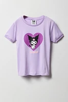 Girls Kuromi T-Shirt & Plush Pant 2 Piece Pajama Set