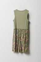 Girls Floral Ribbed Skater Dress