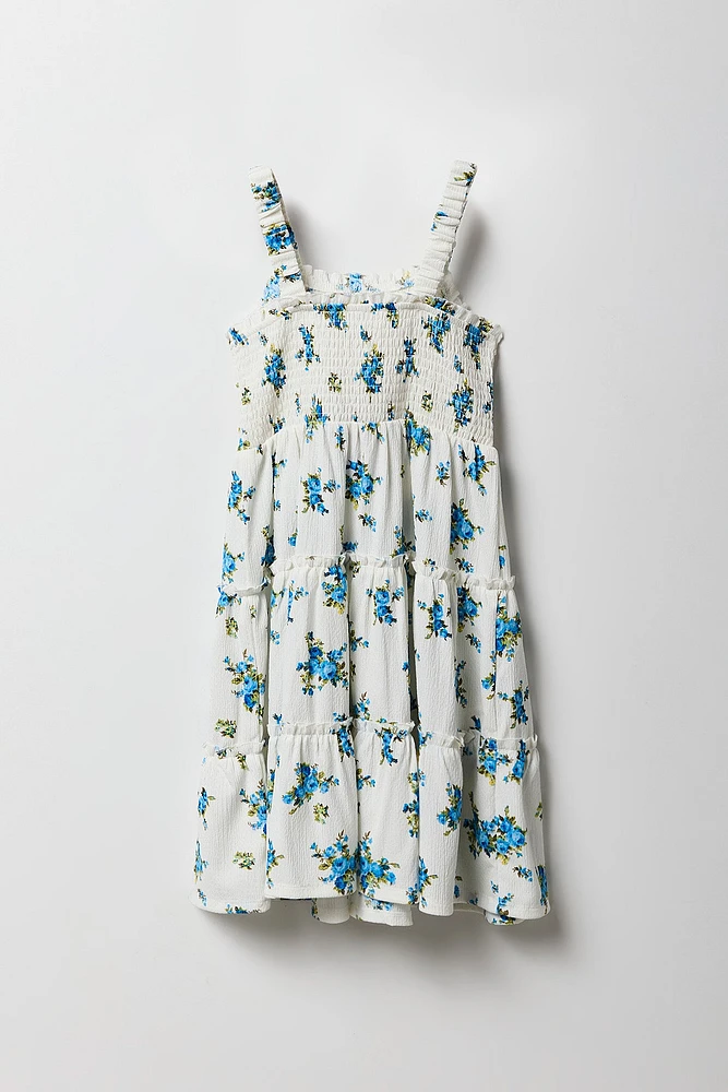 Robe smockée volantée fleurie pour fille