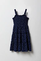 Girls Floral Smocked Tiered Dress