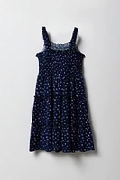 Girls Floral Smocked Tiered Dress