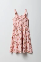 Girls Floral Smocked Tiered Dress