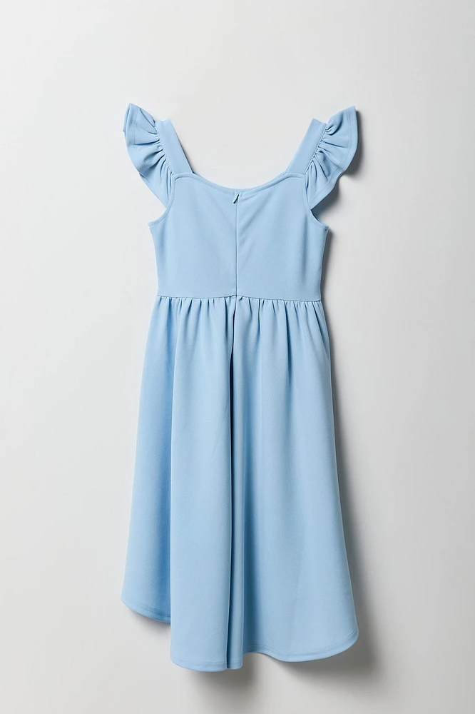 Robe asymétrique à bretelles volantées pour fille