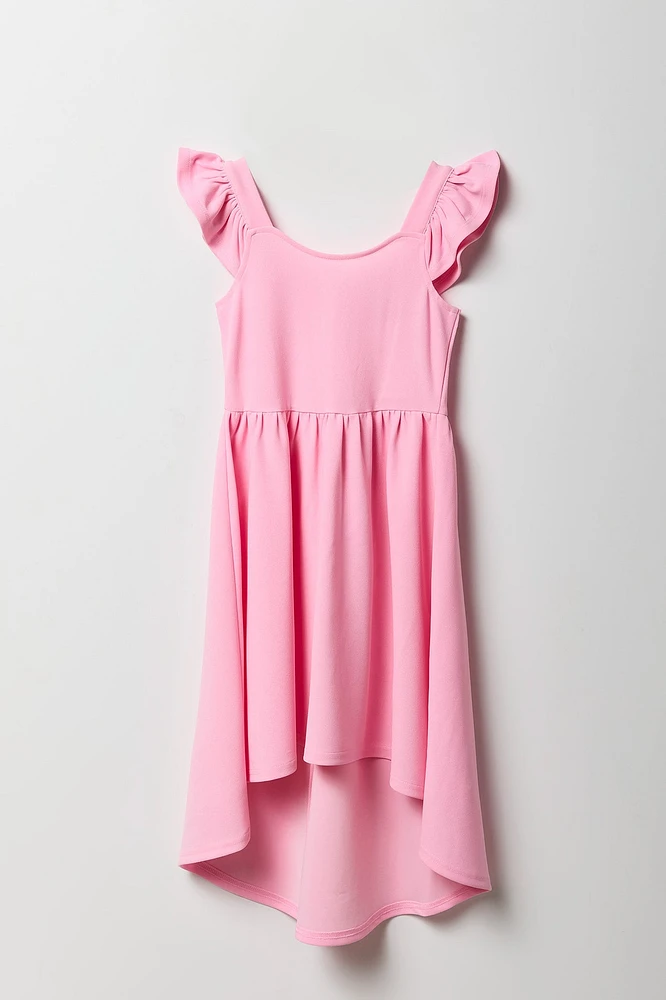 Girls Ruffle Strap High Low Dress