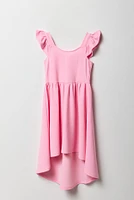Girls Ruffle Strap High Low Dress