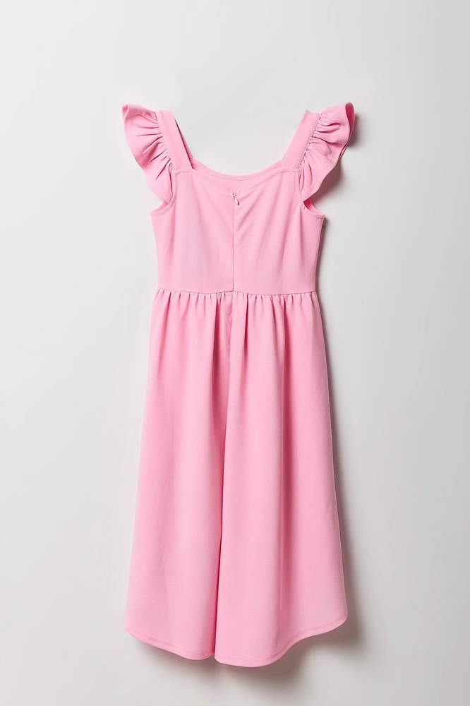 Girls Ruffle Strap High Low Dress