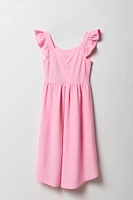 Girls Ruffle Strap High Low Dress