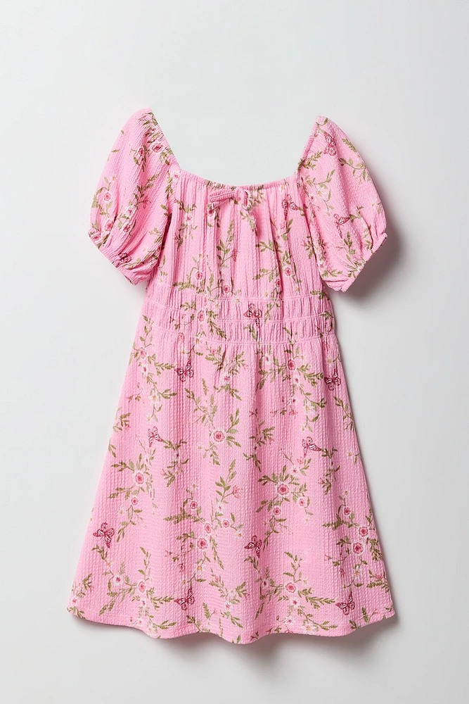 Girls Textured Milkmaid Dress