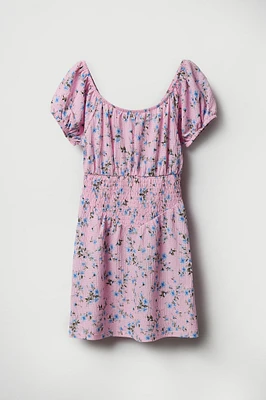 Girls Floral Smocked Dress