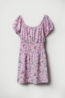 Girls Floral Smocked Dress